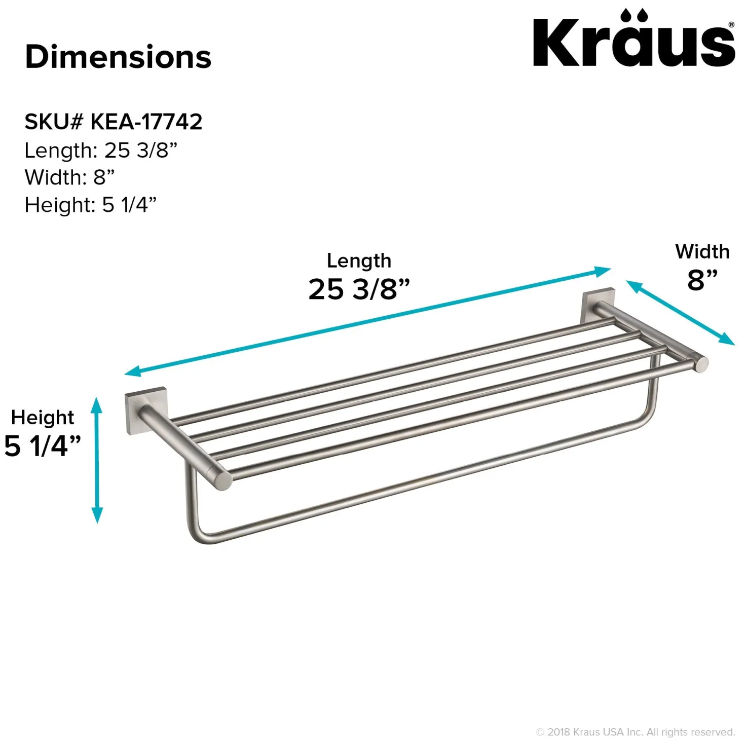 KRAUS Ventus Bathroom Shelf with Towel Bar
