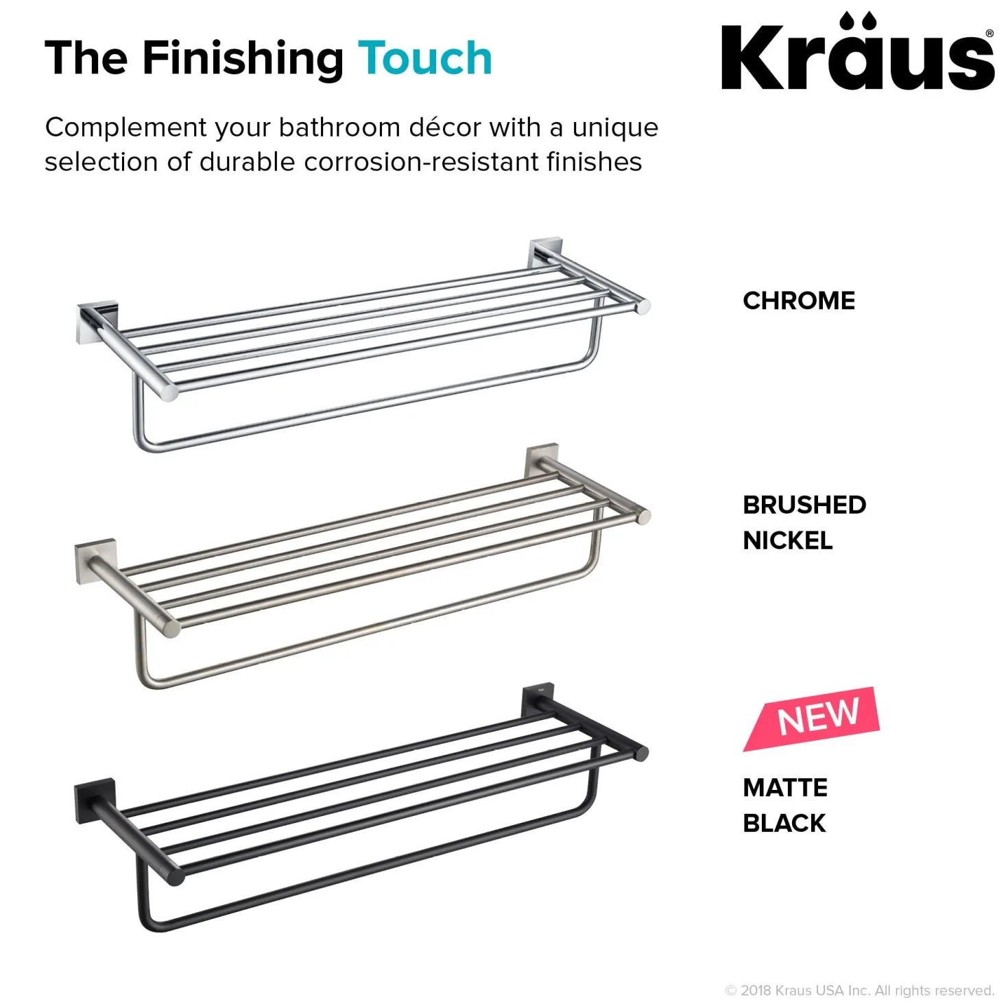 KRAUS Ventus Bathroom Shelf with Towel Bar