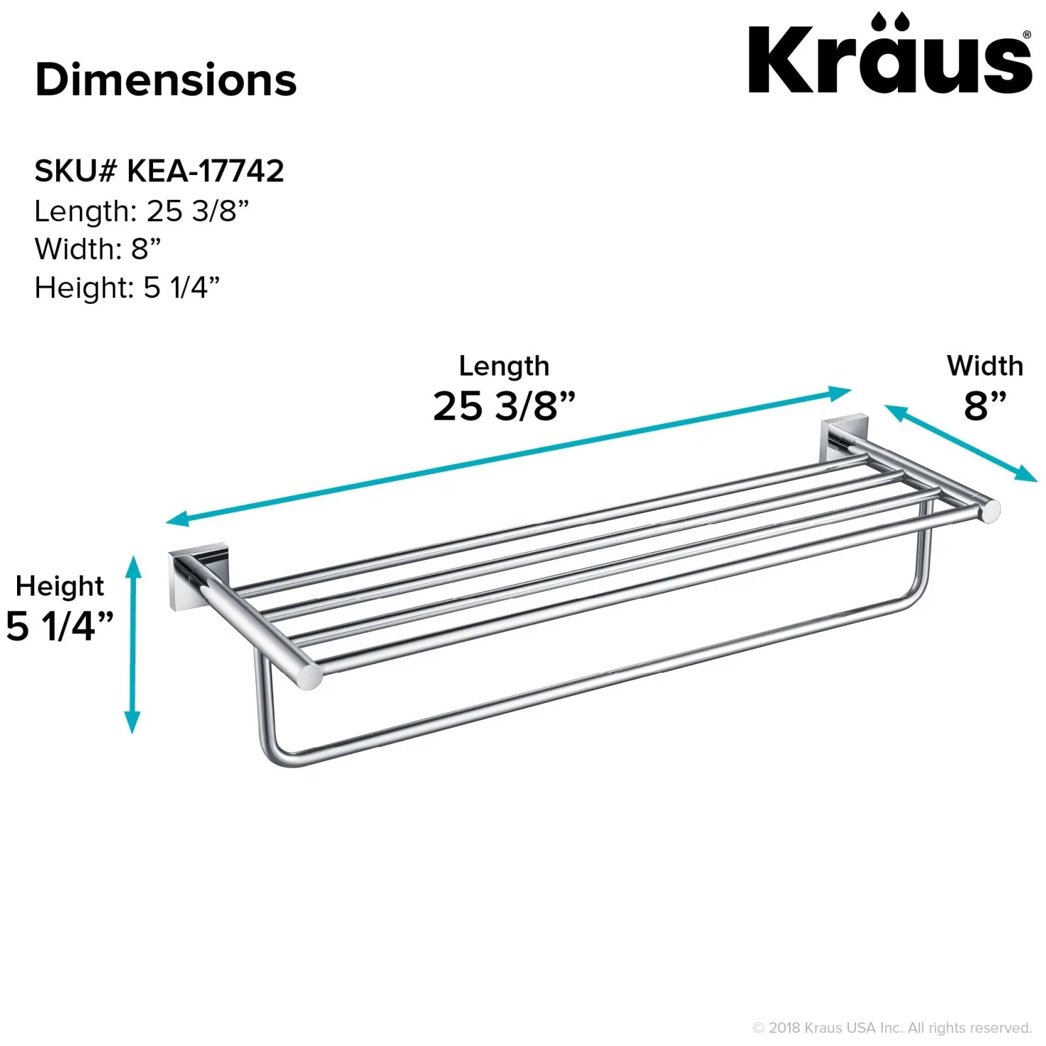 KRAUS Ventus Bathroom Shelf with Towel Bar