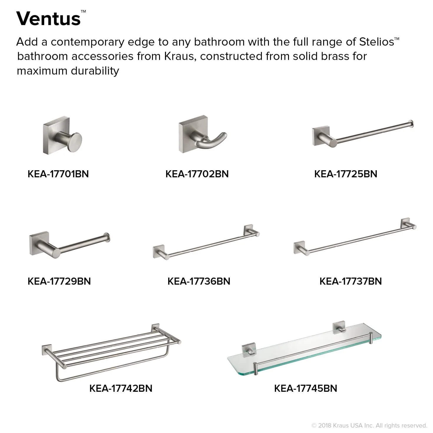 KRAUS Ventus Bathroom Shelf with Towel Bar