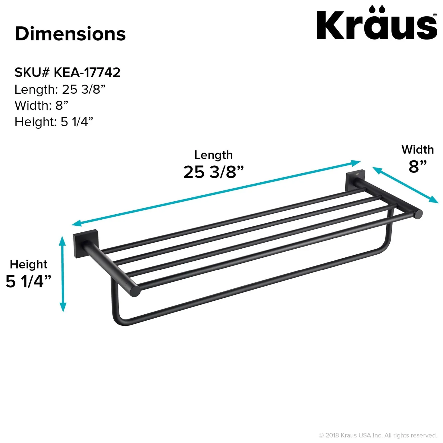 KRAUS Ventus Bathroom Shelf with Towel Bar