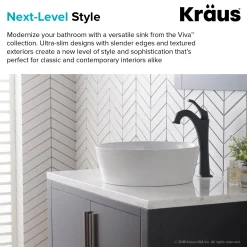 KRAUS Viva 15.75 Inch Round Porcelain Ceramic Vessel Bathroom Sink