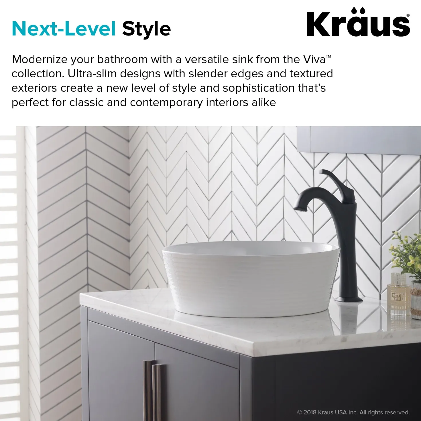 KRAUS Viva 15.75 Inch Round Porcelain Ceramic Vessel Bathroom Sink