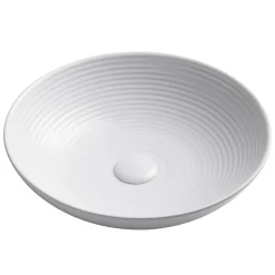 KRAUS Viva 16.5 Inch Round White Porcelain Ceramic Vessel Bathroom Sink