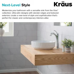 KRAUS Viva 15.75 Inch Round White Porcelain Ceramic Vessel Bathroom Sink