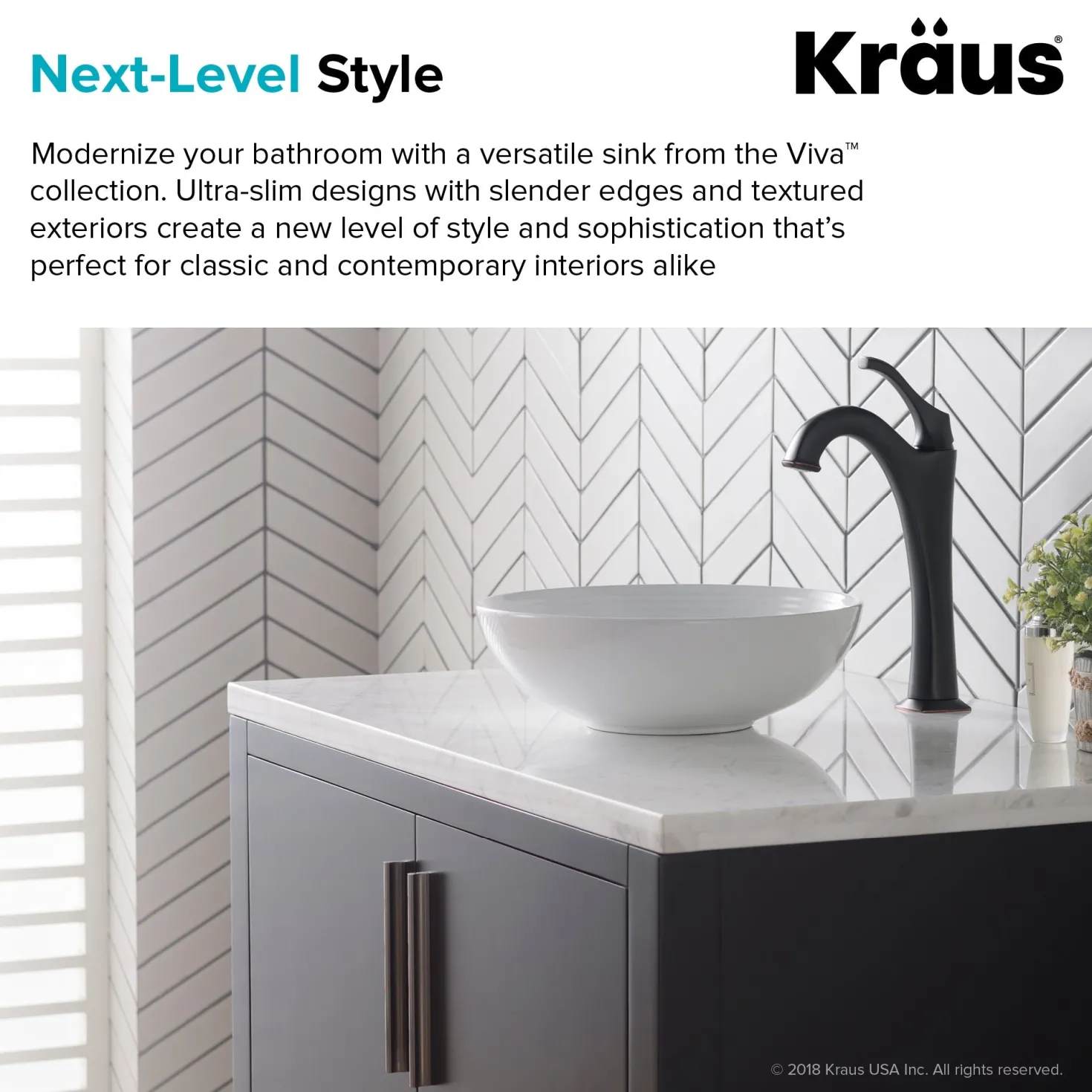 KRAUS Viva 13 Inch Round White Porcelain Ceramic Vessel Bathroom Sink
