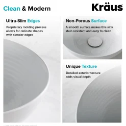 KRAUS Viva 13 Inch Round White Porcelain Ceramic Vessel Bathroom Sink