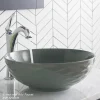 KRAUS Viva Round Gray Porcelain Ceramic Vessel Bathroom Sink with Pop-Up Drain