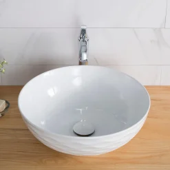 KRAUS Viva Round Porcelain Ceramic Vessel Bathroom Sink