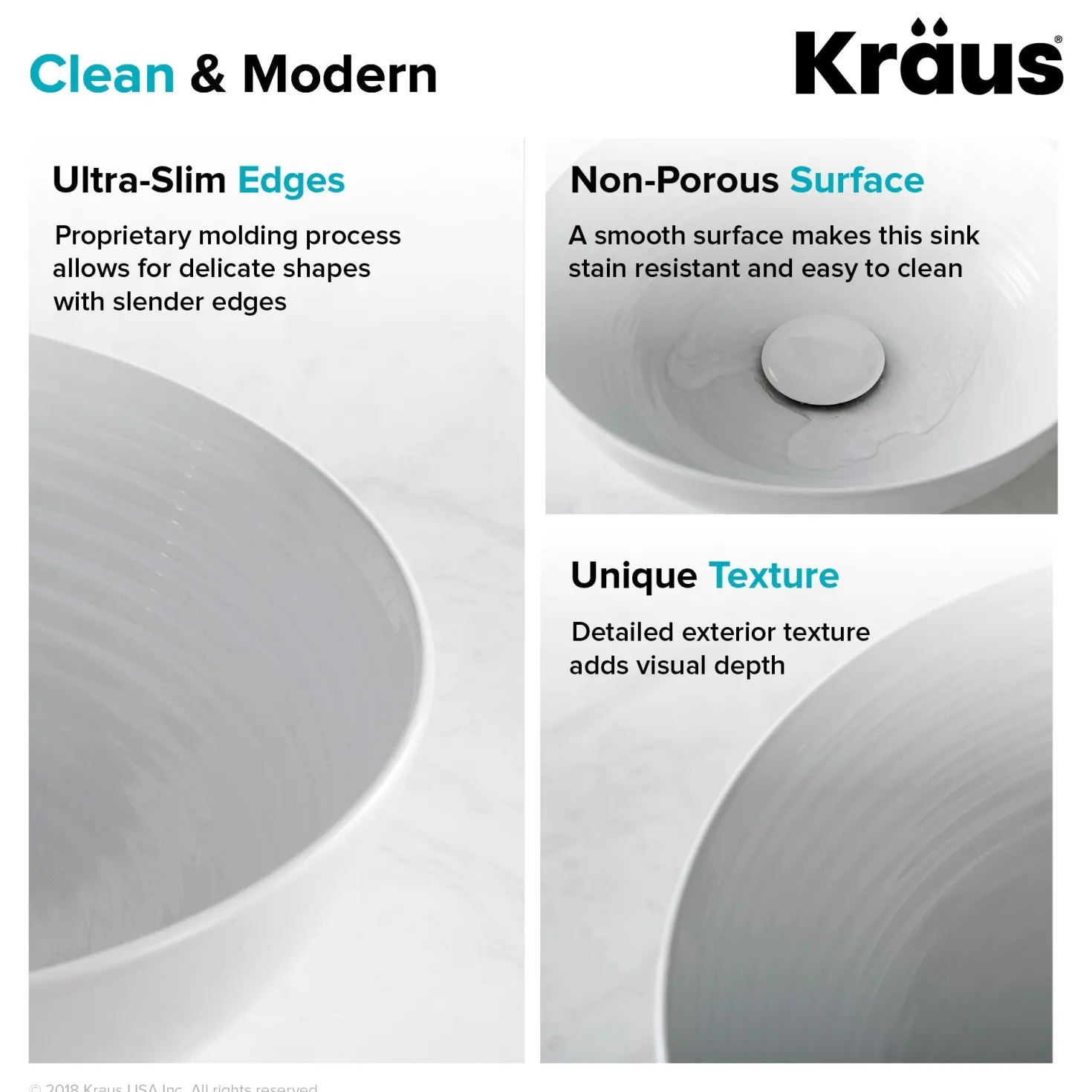 KRAUS Viva Round White Porcelain Ceramic Vessel Bathroom Sink with Pop-Up Drain, 13D x 4 3/8H