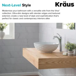 KRAUS Viva Round White Porcelain Ceramic Vessel Bathroom Sink with Drain