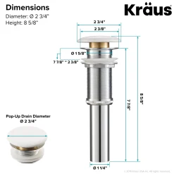 KRAUS Viva Round White Porcelain Ceramic Vessel Bathroom Sink with Pop-Up Drain, 15 3/4D x 4 3/4H