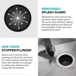 KRAUS WasteGuard High-Speed 1/2 HP Continuous Feed Ultra-Quiet Motor Garbage Disposal