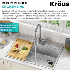 KRAUS WasteGuard High-Speed 1 HP Continuous Feed Ultra-Quie Garbage Disposal with Power Cord - Flange Included
