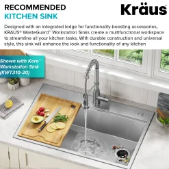 KRAUS WasteGuard High-Speed 3/4 HP Continuous Feed Ultra-Quiet Garbage Disposal with Power Cord - Flange Included