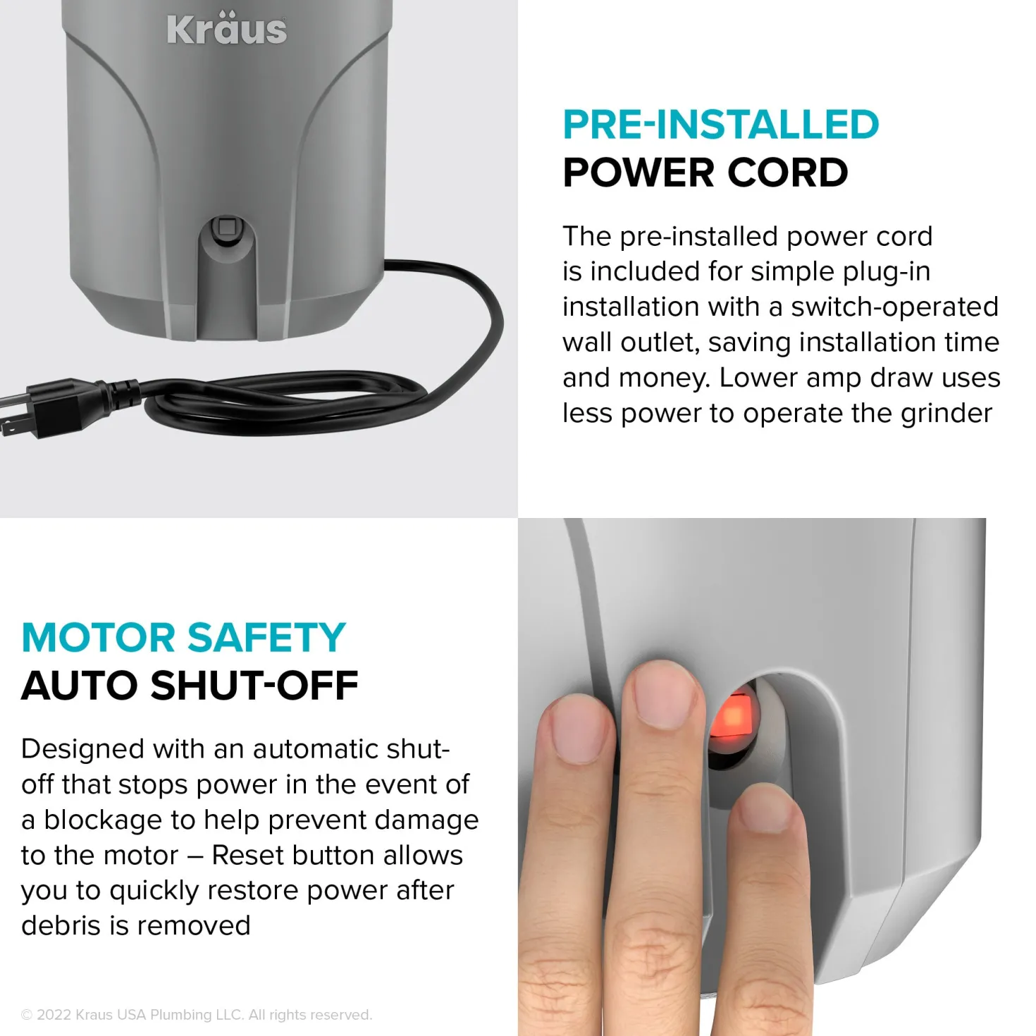 KRAUS WasteGuard High-Speed Ultra Quiet 1/2 HP Continuous Feed Garbage Disposal