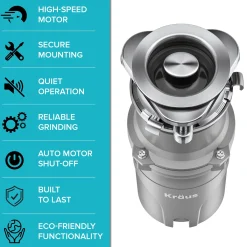 KRAUS WasteGuard High-Speed Ultra Quiet 1/2 HP Continuous Feed Garbage Disposal