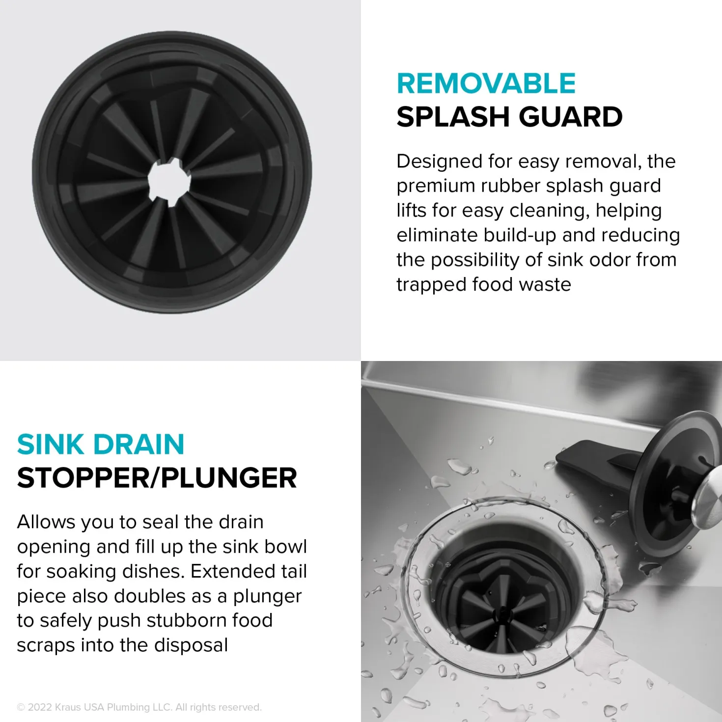 KRAUS WasteGuard High-Speed Ultra Quiet 1/2 HP Continuous Feed Garbage Disposal