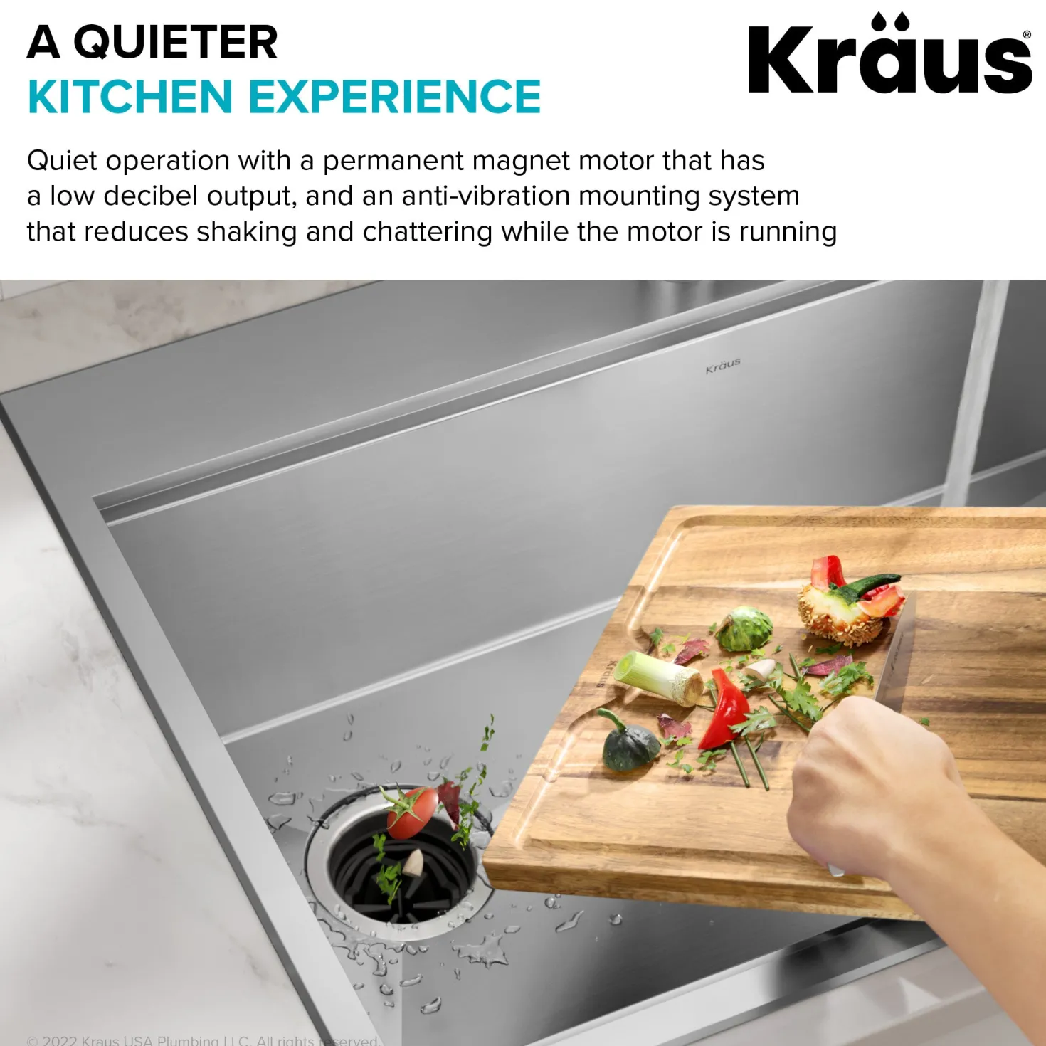 KRAUS WasteGuard High-Speed Ultra Quiet 1/2 HP Continuous Feed Garbage Disposal