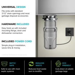 KRAUS WasteGuard High-Speed Ultra Quiet 1/2 HP Continuous Feed Garbage Disposal
