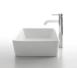 KRAUS White Rectangular Ceramic Sink and Ramus Faucet