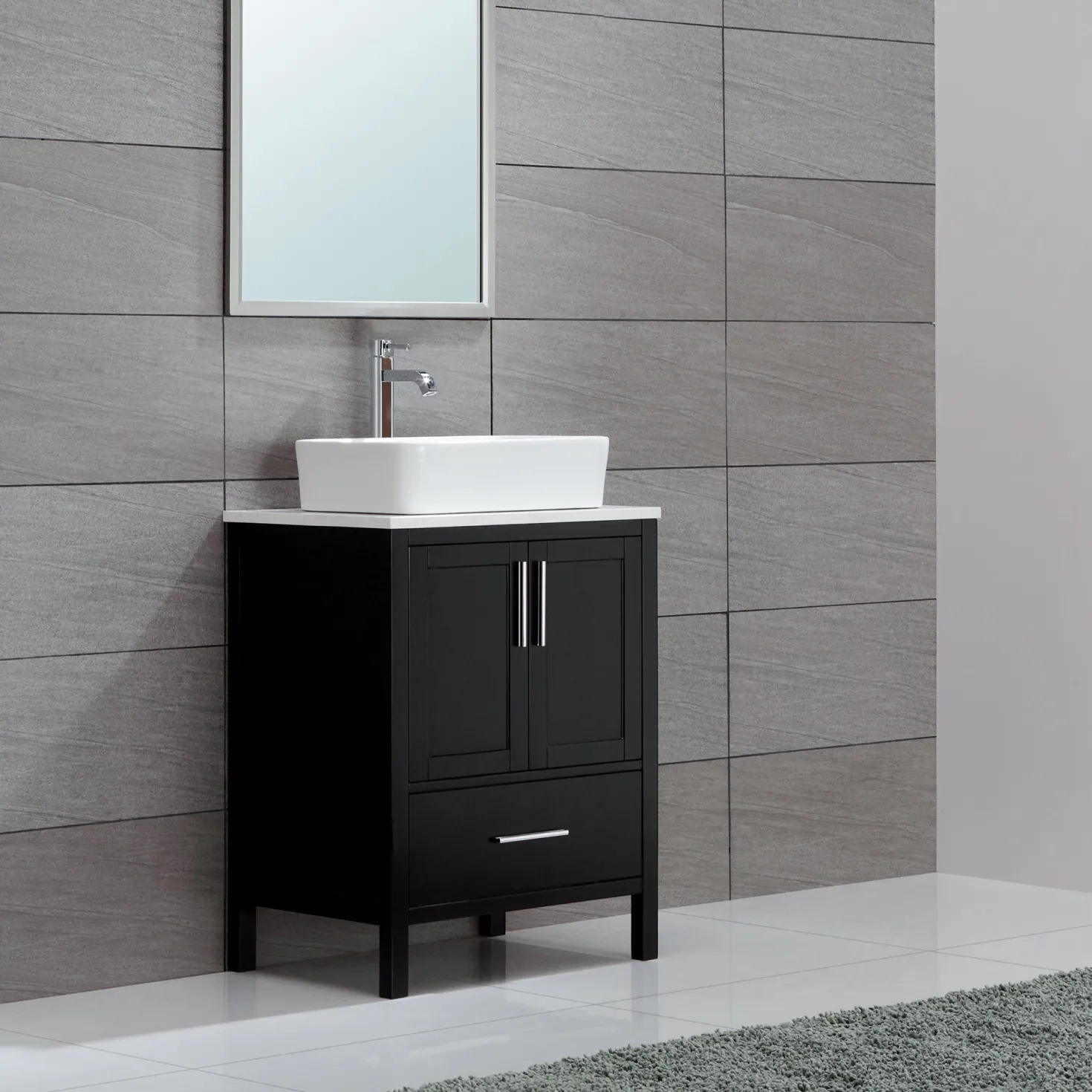 KRAUS White Rectangular Ceramic Bathroom Sink with Pop Up Drain