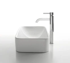 KRAUS White Rectangular Ceramic Sink and Ramus Faucet
