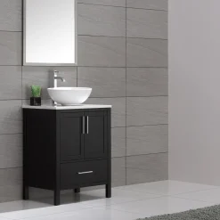 KRAUS White Round Ceramic Bathroom Sink with Pop Up Drain