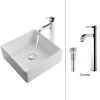 KRAUS White Square Ceramic Sink and Ramus Faucet