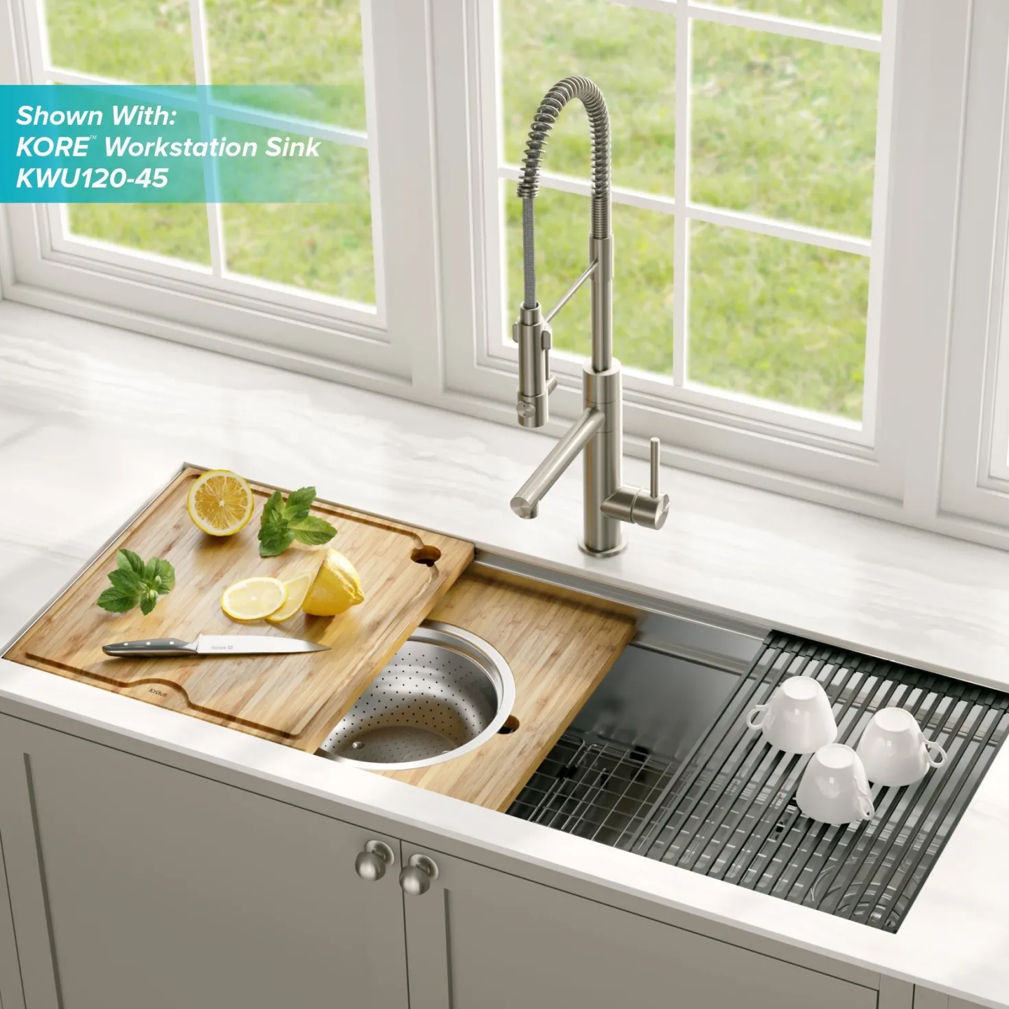 KRAUS Workstation Kitchen Sink 16" Solid Bamboo Cutting Board