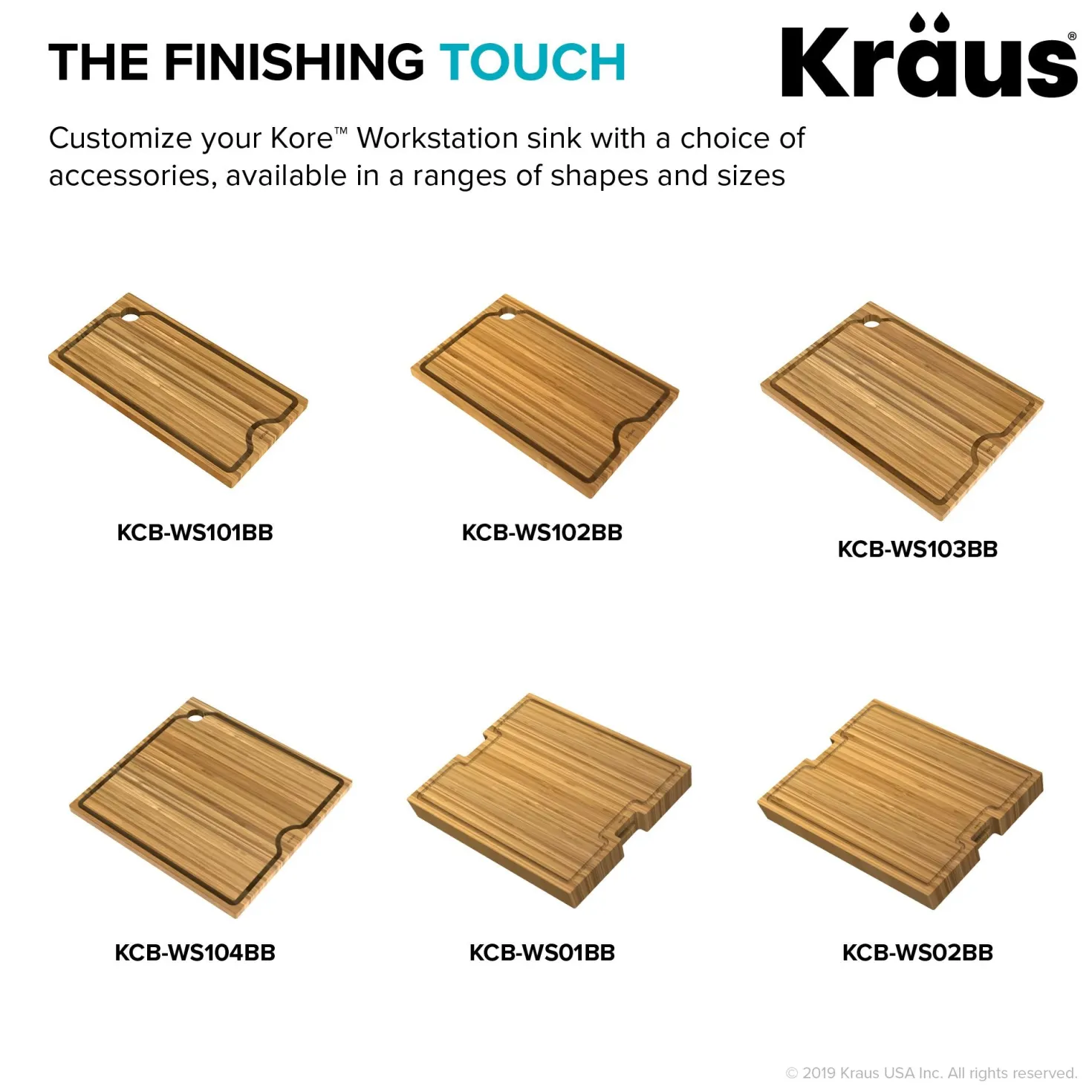 KRAUS Workstation Kitchen Sink 16" Solid Bamboo Cutting Board