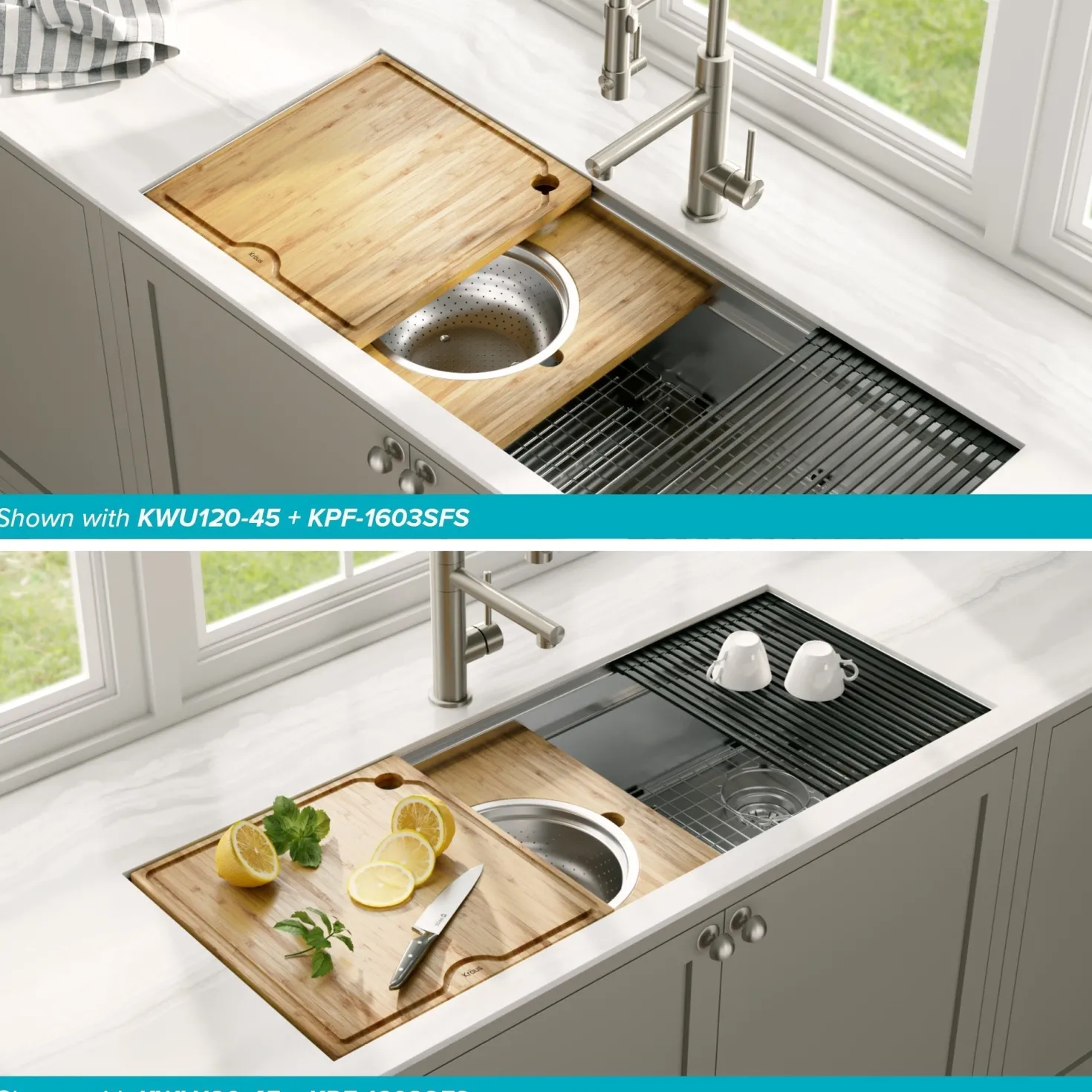 KRAUS Workstation Kitchen Sink 16" Solid Bamboo Cutting Board