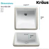 KRAUS 17" x 17" Ceramic Undermount Bathroom Sink in White with Overflow