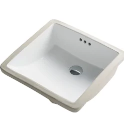 KRAUS 17" x 17" Ceramic Undermount Bathroom Sink in White with Overflow