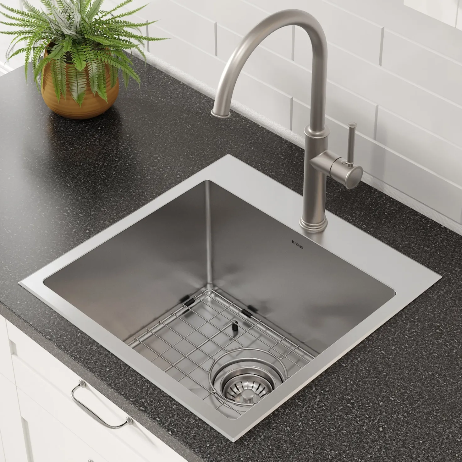 KRAUS 18" x 18" Drop-In 16 Gauge Single Bowl Stainless Steel Bar Sink