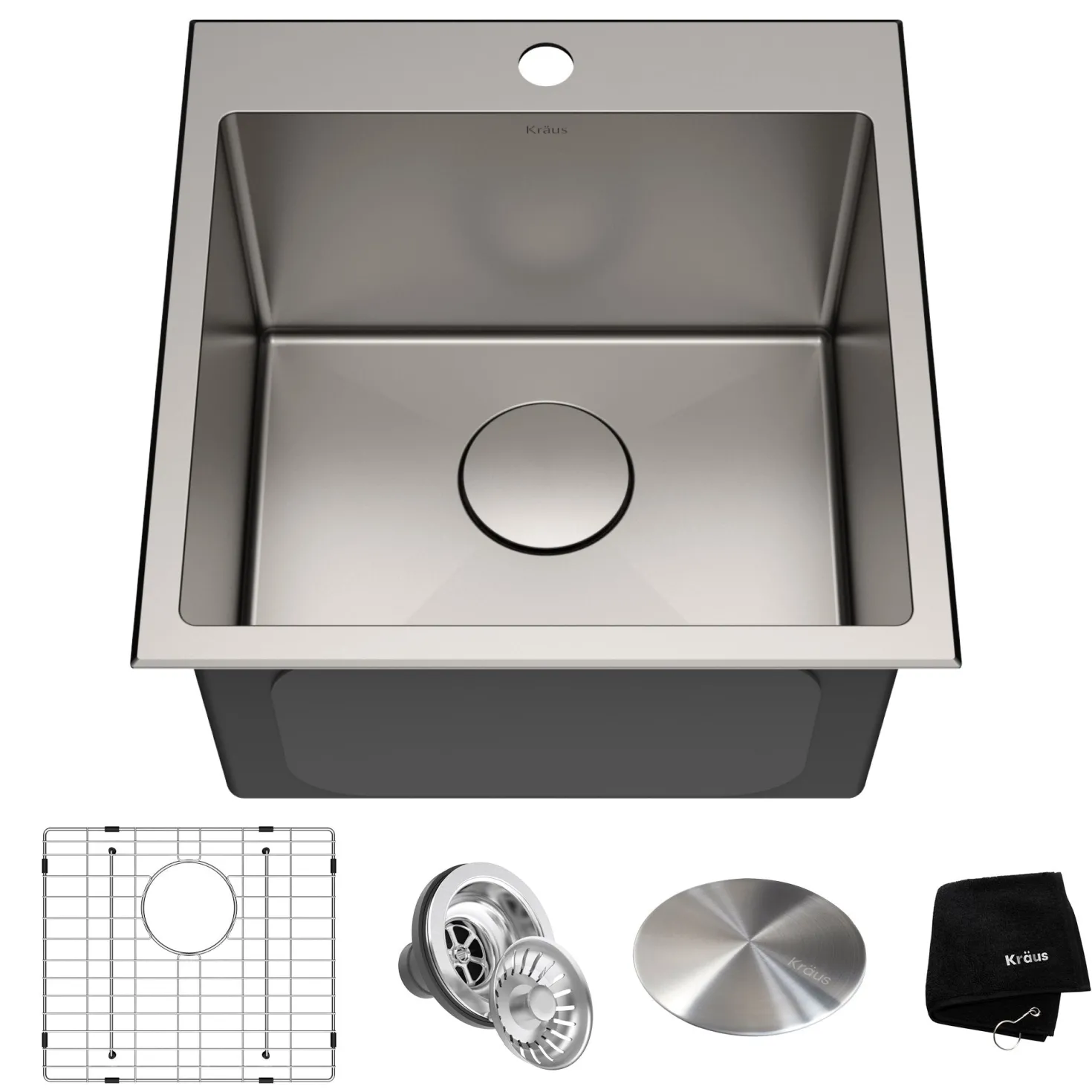 KRAUS 18" x 18" Drop-In 16 Gauge Single Bowl Stainless Steel Bar Sink