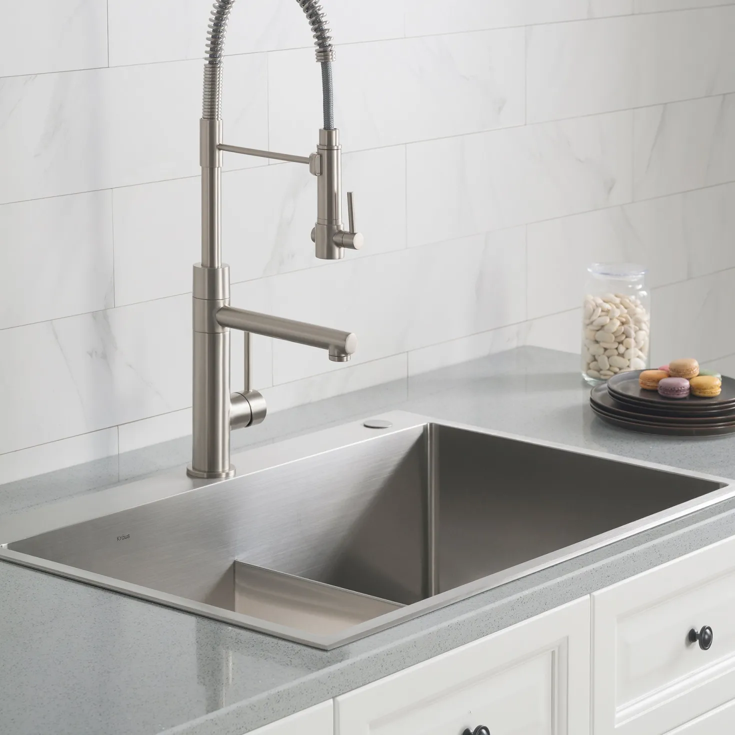 KRAUS 33 x 22 inch Standart PRO Drop-In 16 Gauge Double Bowl 2-Hole Stainless Steel Kitchen Sink