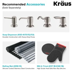 KRAUS 33 x 22 inch Standart PRO Drop-In 16 Gauge Double Bowl 2-Hole Stainless Steel Kitchen Sink
