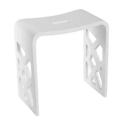 Lattice Side Bathroom Stool in Composite Matte White