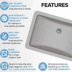 Lexicon Platinum V214 Quartz Composite Rectangle Vanity Sink