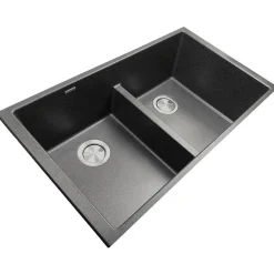 Low Divide 50/50 Matte Black Composite Undermount Sink