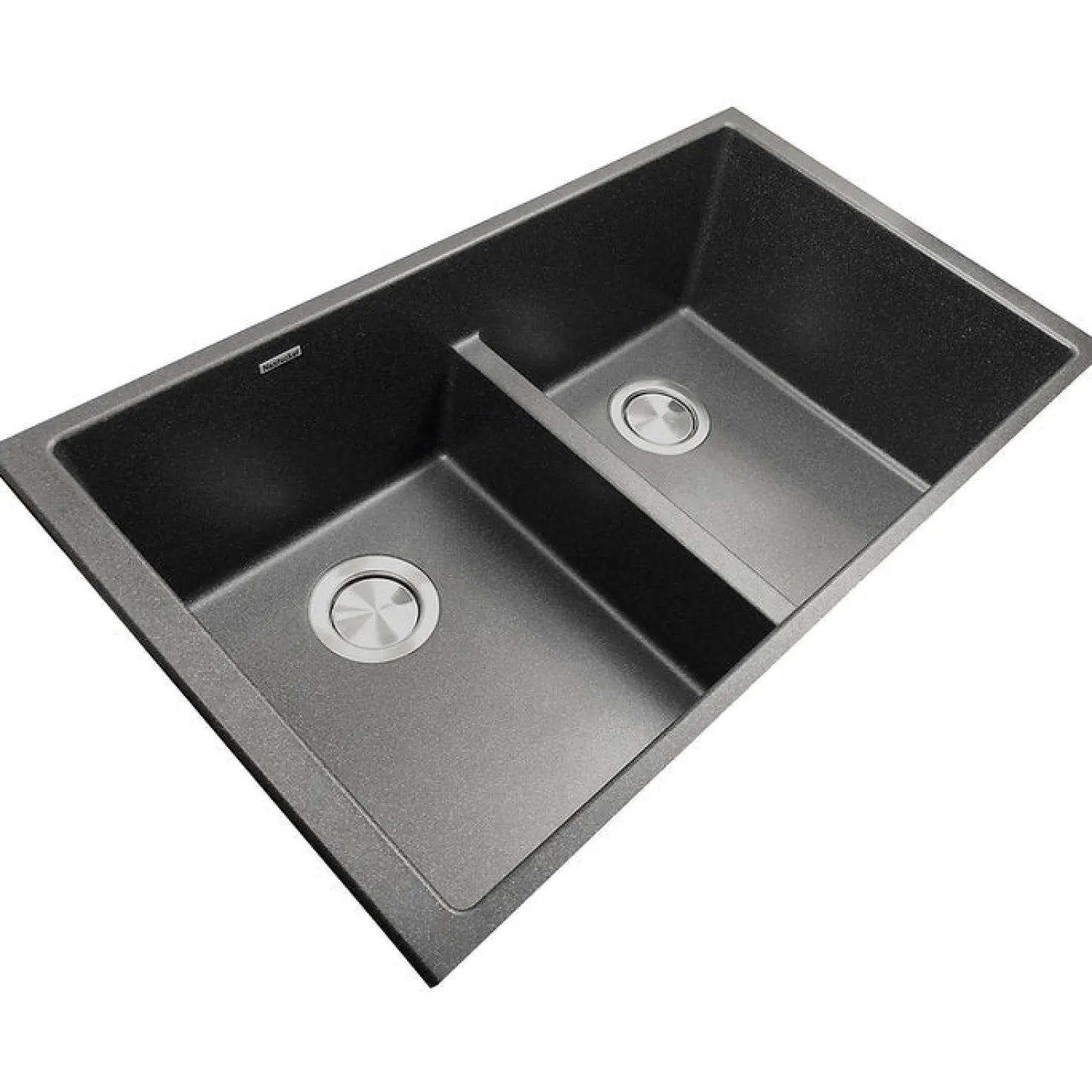 Low Divide 50/50 Matte Black Composite Undermount Sink