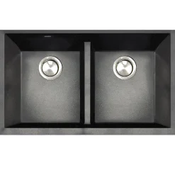 Low Divide 50/50 Matte Black Composite Undermount Sink