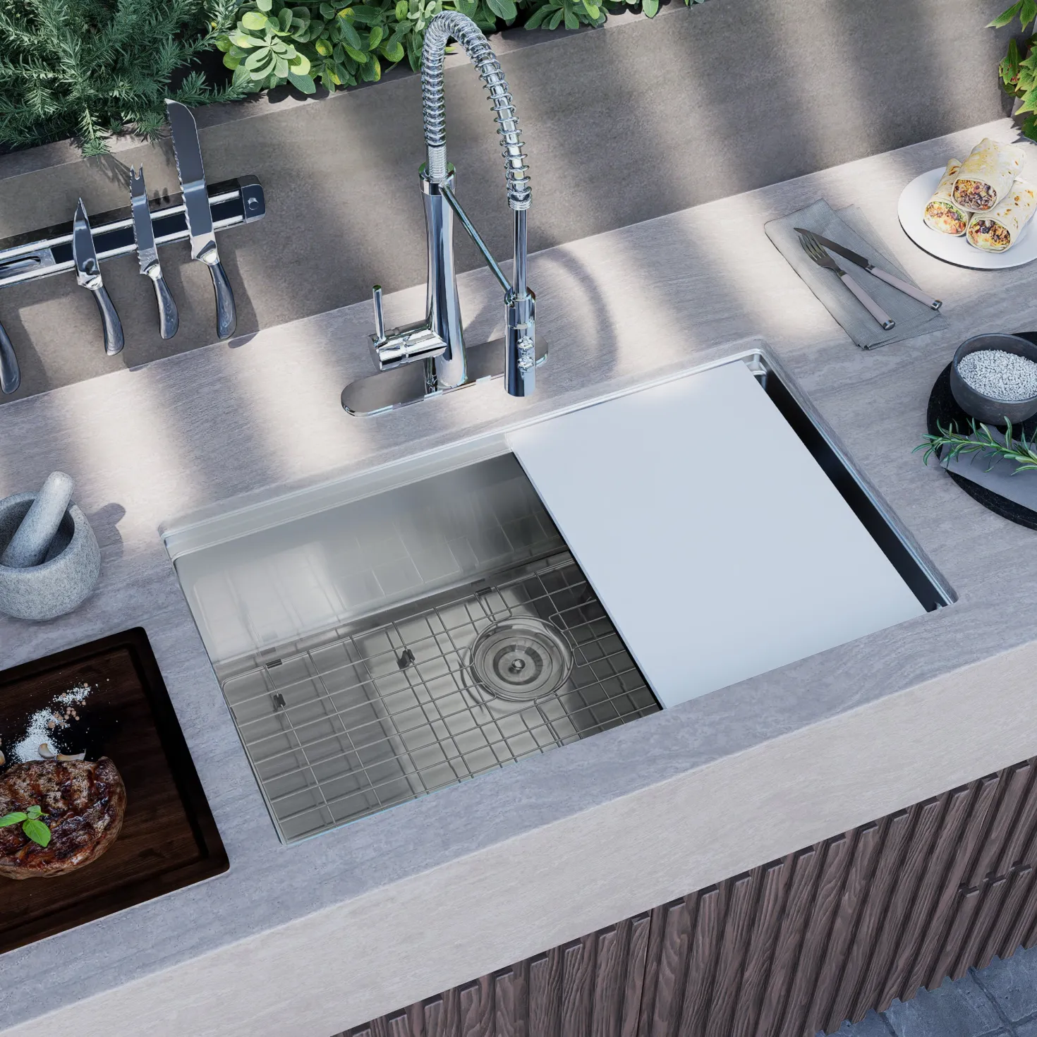 32" Marine-Grade Stainless Undermount Workstation Sink