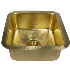 Matte Finish Hammered Brass 17" Undermount Bar Sink