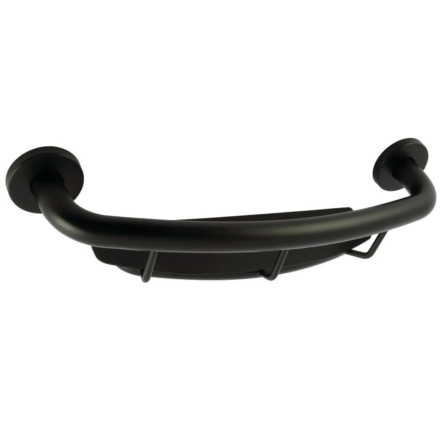 Meridian 18" Stainless Steel Grab Bar with Shelf in Matte Black
