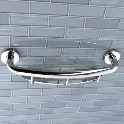 Meridian 18" Stainless Steel Grab Bar with Shelf in Polished Chrome