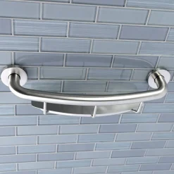 Meridian 18" Stainless Steel Grab Bar with Shelf in Brushed Nickel