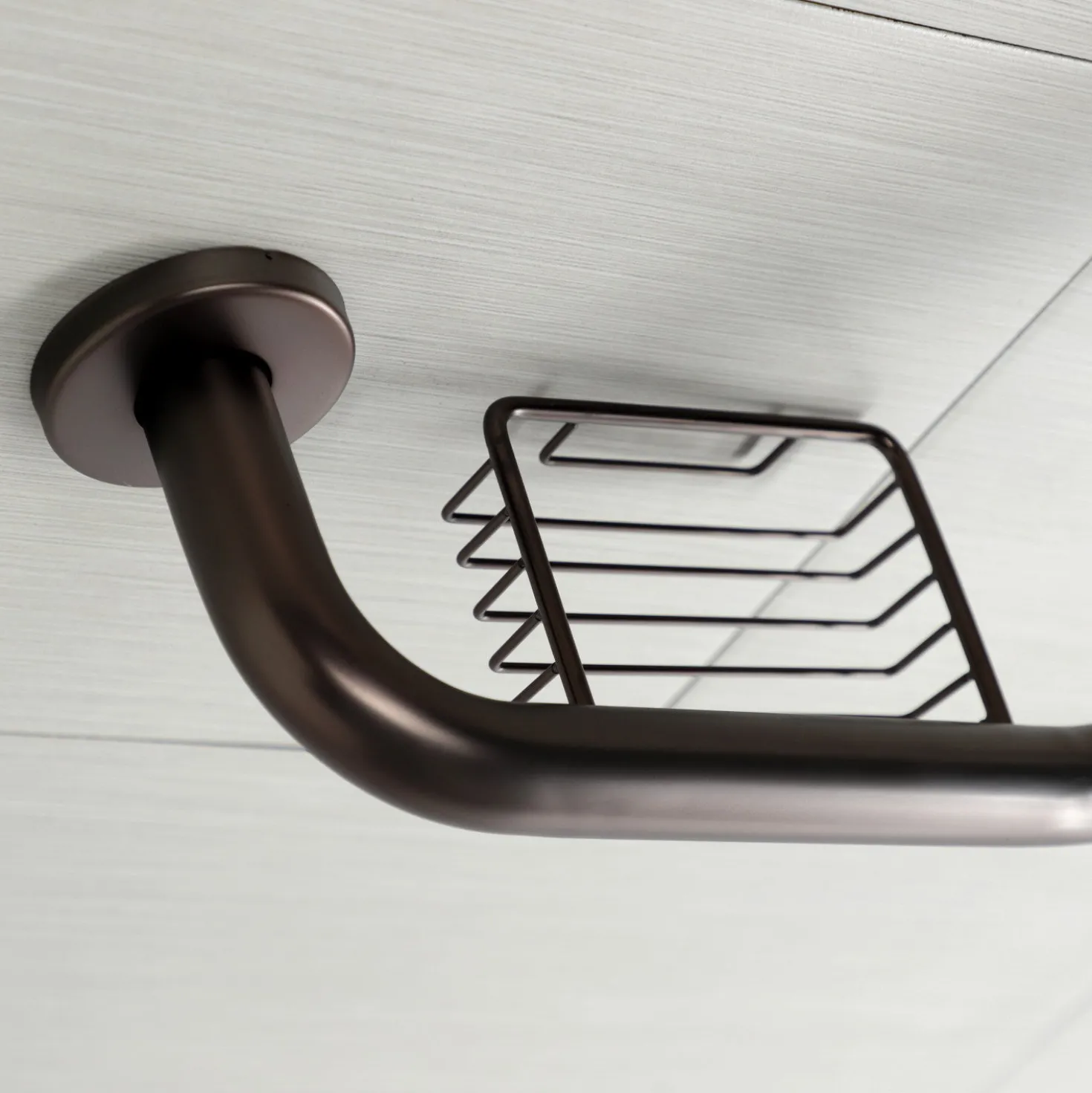 Meridian 10" x 12" Angled Grab Bar with Soap Dish in Oil Rubbed Bronze