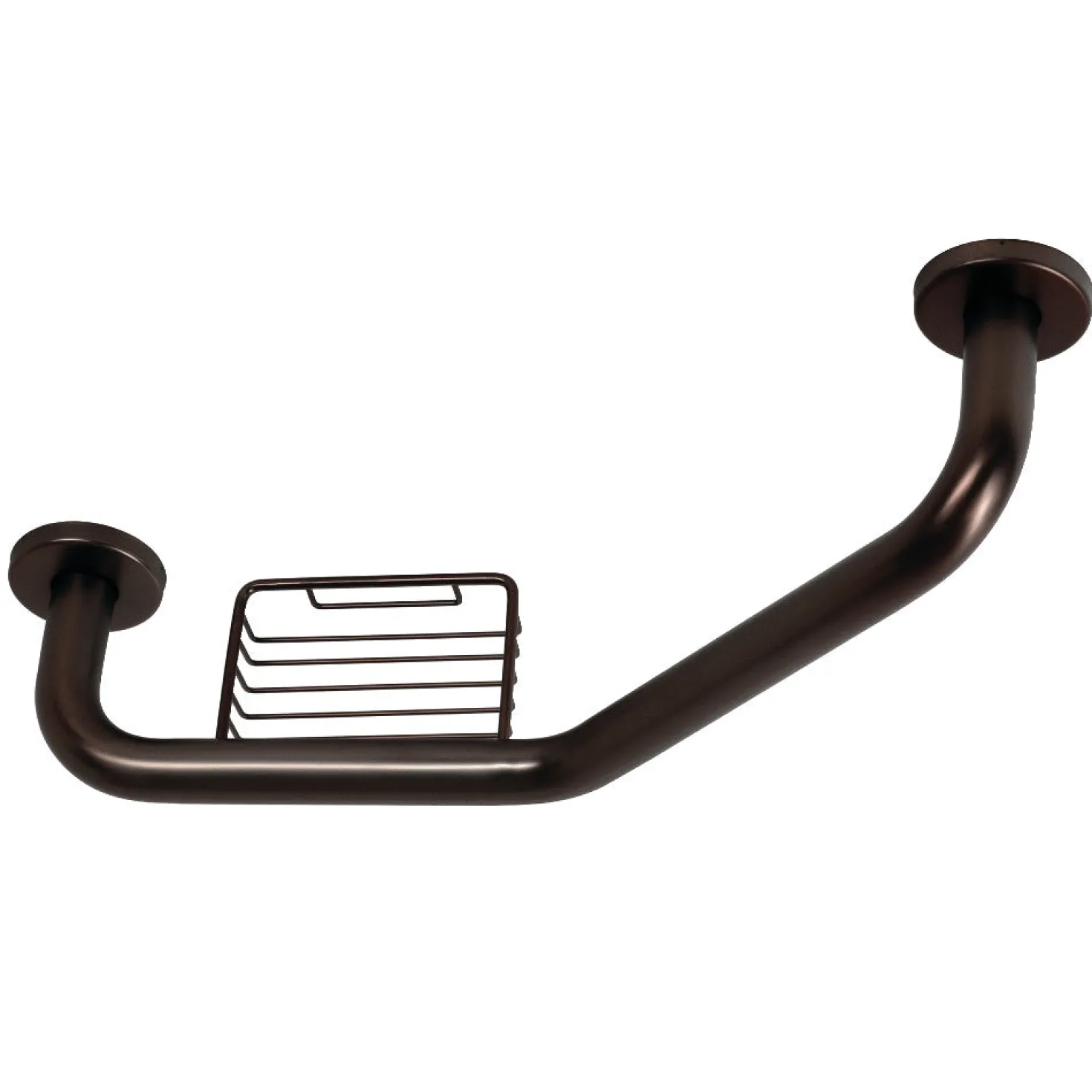 Meridian 10" x 12" Angled Grab Bar with Soap Dish in Oil Rubbed Bronze